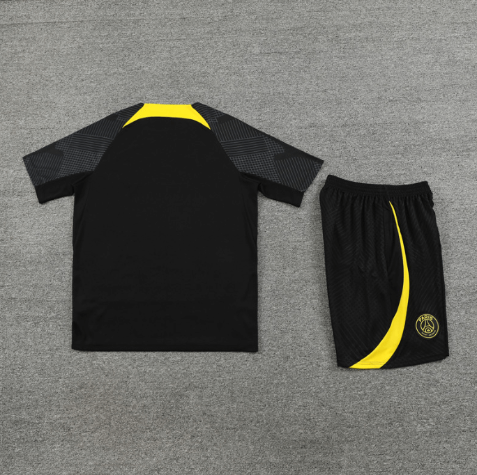 Conjunto de Treino PSG Camisa + Bermuda Preto/Amarelo 2022/23