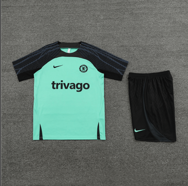 Conjunto Chelsea Treino Camisa/Short Verde/Preta 2023/24