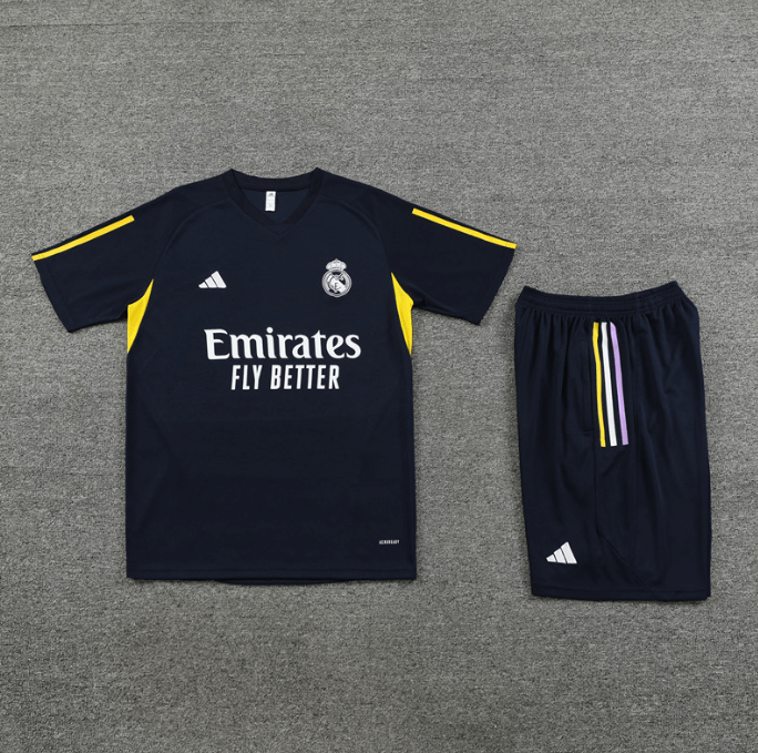 Conjunto de Treino Bermuda e Camisa Real Madrid Azul Escuro 2023/24
