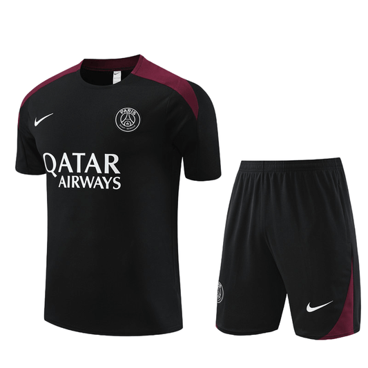 Conjunto de Treino PSG Camisa Preta + Bermuda Preta 2024/25