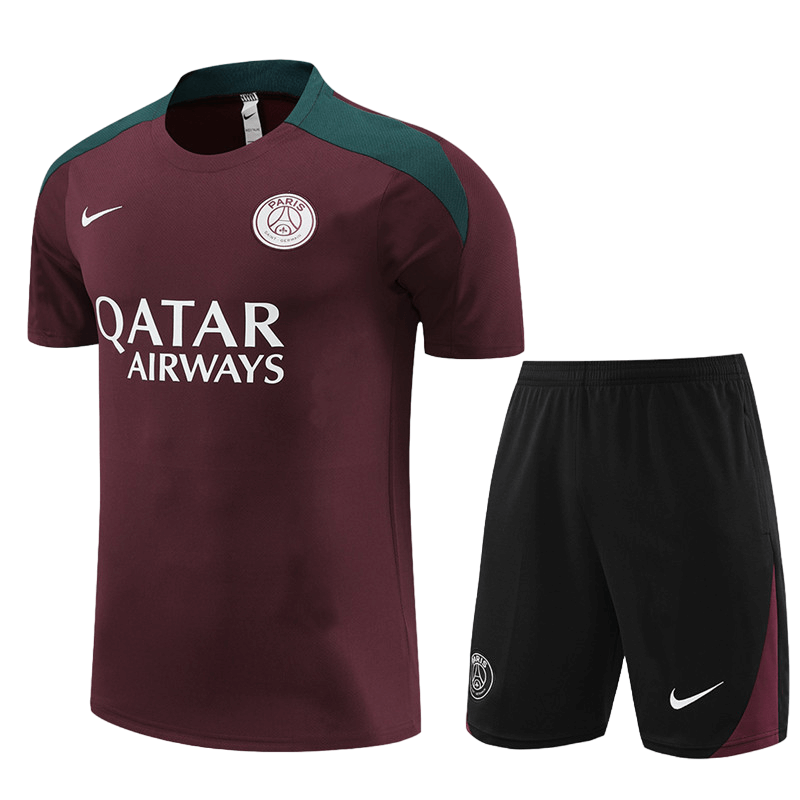 Conjunto de Treino PSG Camisa Vinho+ Bermuda Preto 2024/25