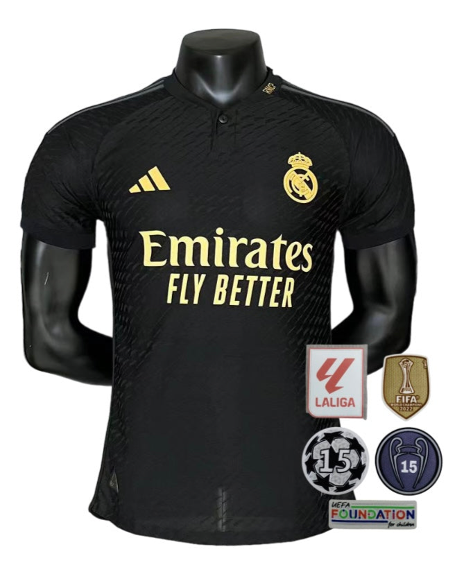 Camisa do Real Madrid II Com Todos os Patchs Atualizados 2023/24 Versão Jogador