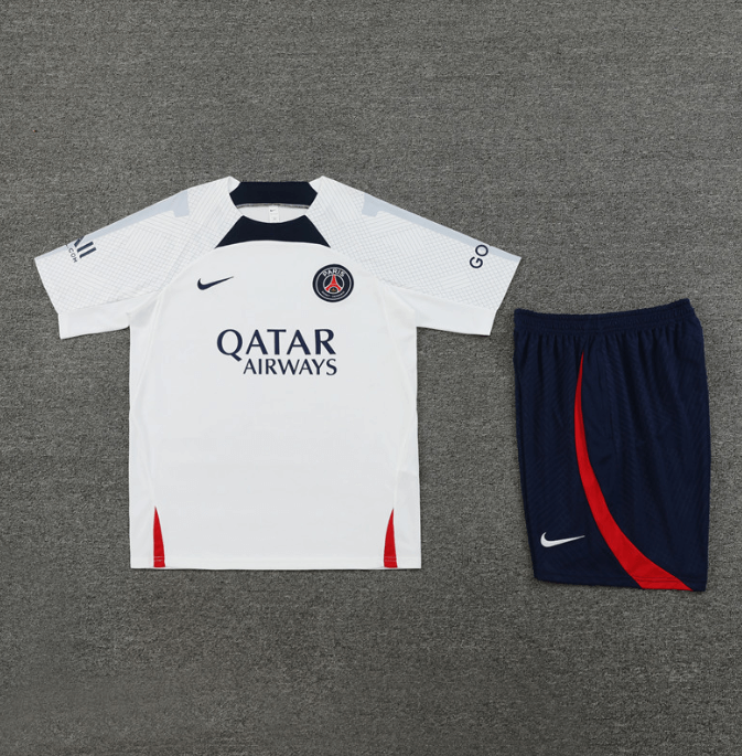 Conjunto de Treino PSG Camisa Branca+ Bermuda Azul 2022/23