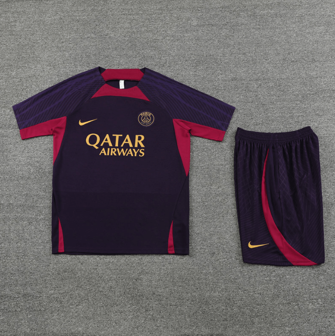 Conjunto de Treino PSG Camisa + Bermuda Roxo Escuro 2023/24