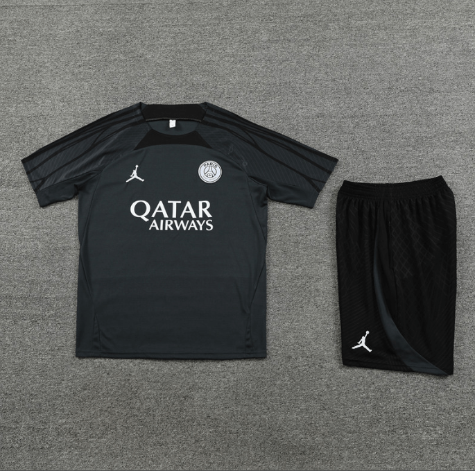 Conjunto de Treino PSG Camisa + Bermuda Cinza Chumbo 2023/24