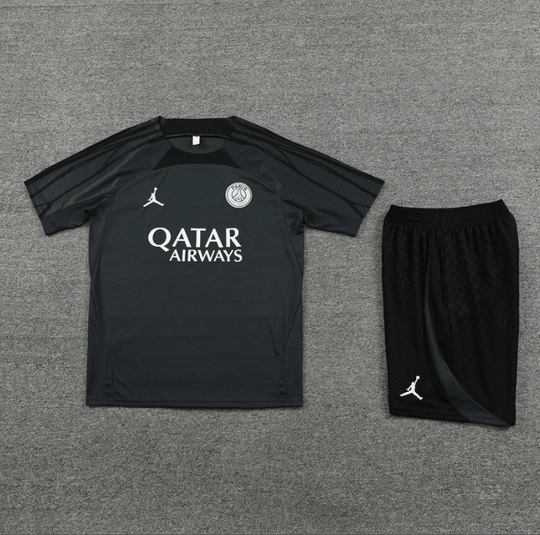 Conjunto de Treino PSG Camisa + Bermuda Cinza Chumbo 2023/24