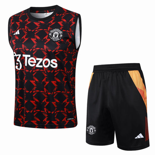Conjunto Manchester United Treino Regata 24/25 - Vermelho e Preto