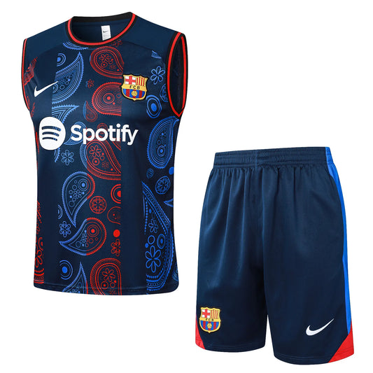 Conjunto Barcelona Treino Regata 24/25 - Vermelho e Azul