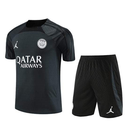 Conjunto de Treino PSG Camisa + Bermuda Cinza Chumbo 2023/24
