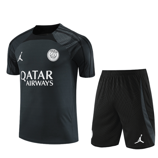 Conjunto de Treino PSG Camisa + Bermuda Cinza Chumbo 2023/24