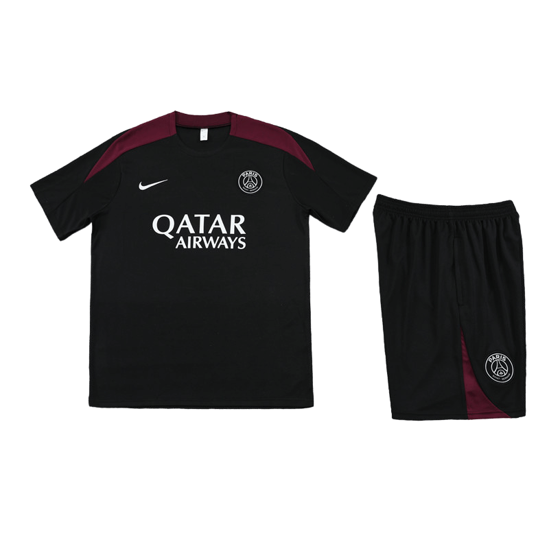 Conjunto de Treino PSG Camisa Preta + Bermuda Preta 2024/25