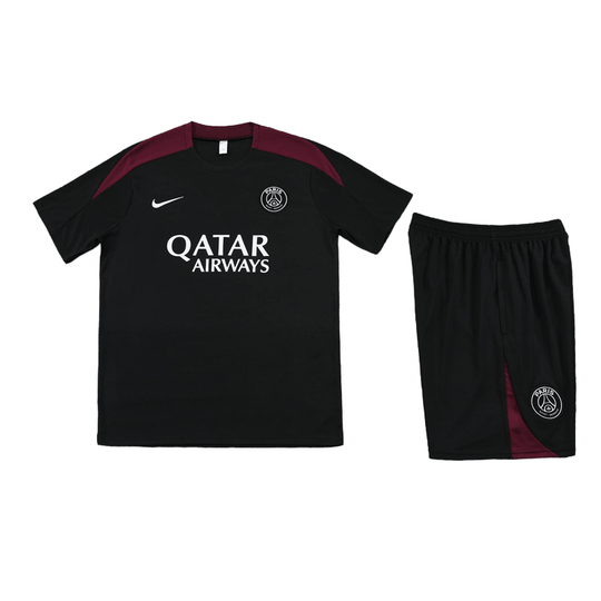 Conjunto de Treino PSG Camisa Preta + Bermuda Preta 2024/25
