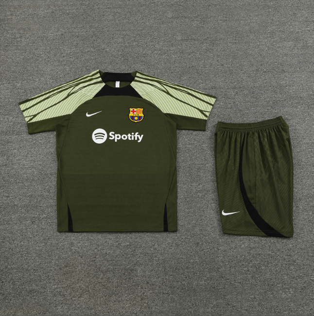 Conjunto Barcelona Treino Camisa/Short Verde Musgo 2024/25