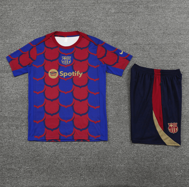 Conjunto Barcelona Treino Camisa/Short Vermelha/Azul 2024/25