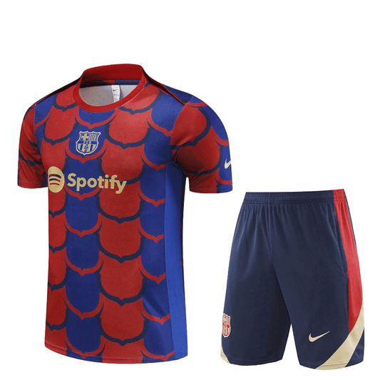 Conjunto Barcelona Treino Camisa/Short Vermelha/Azul 2024/25