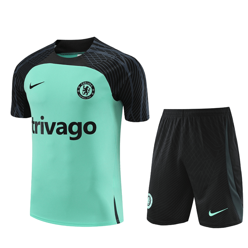 Conjunto Chelsea Treino Camisa/Short Verde/Preta 2023/24