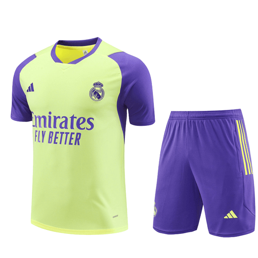 Conjunto Real Madrid Treino Bermuda e Camisa Amarela 2023/24