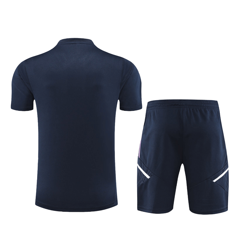 Conjunto Real Madrid de Treino Bermuda e Camisa Azul Escuro 2022/23