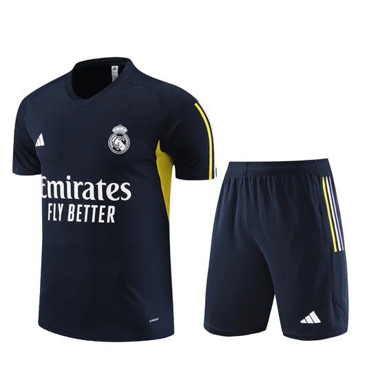 Conjunto de Treino Bermuda e Camisa Real Madrid Azul Escuro 2023/24