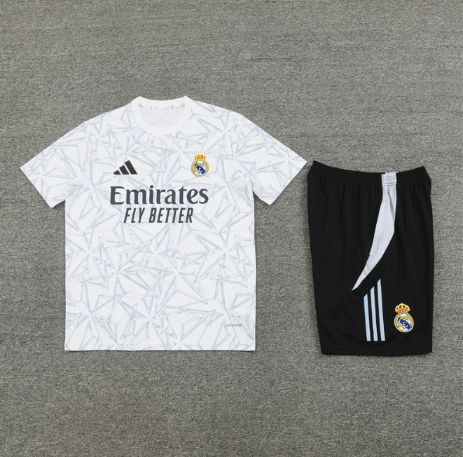 Conjunto Real Madrid Treino Bermuda e Camisa Branca 2024/25