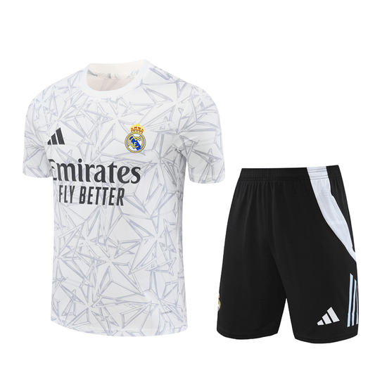 Conjunto Real Madrid Treino Bermuda e Camisa Branca 2024/25