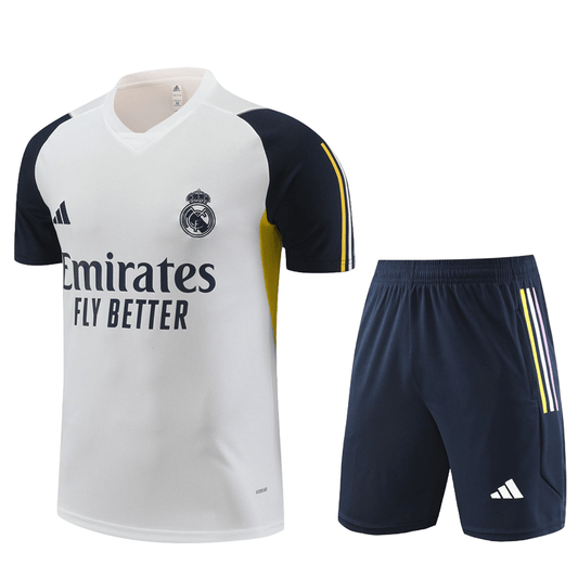 Conjunto Real Madrid Treino Bermuda e Camisa Branca 2023/24