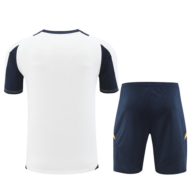 Conjunto Real Madrid Treino Bermuda e Camisa Branca/Azul 2024/25