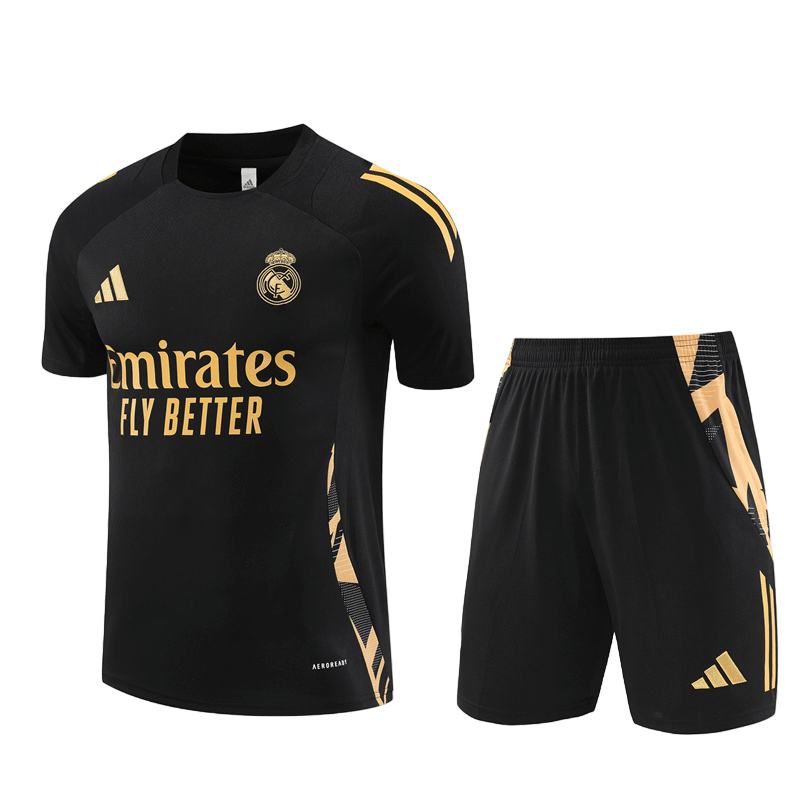Conjunto Real Madrid Treino Bermuda e Camisa Preta 2024/25