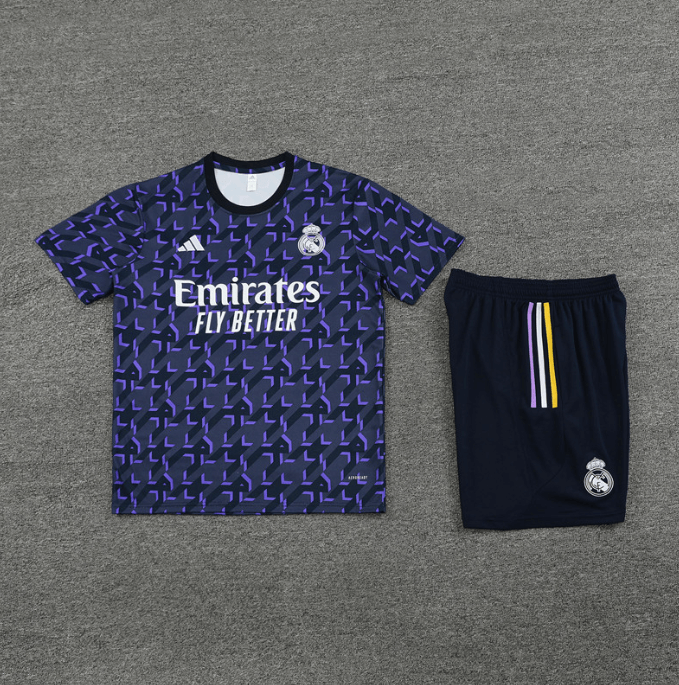 Conjunto de Treino Bermuda e Camisa Real Madrid Roxo 2023/24