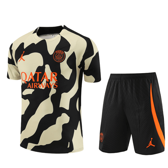 Conjunto de Treino PSG Camisa + Bermuda Camuflagem Amarelo/Preto 2023/24