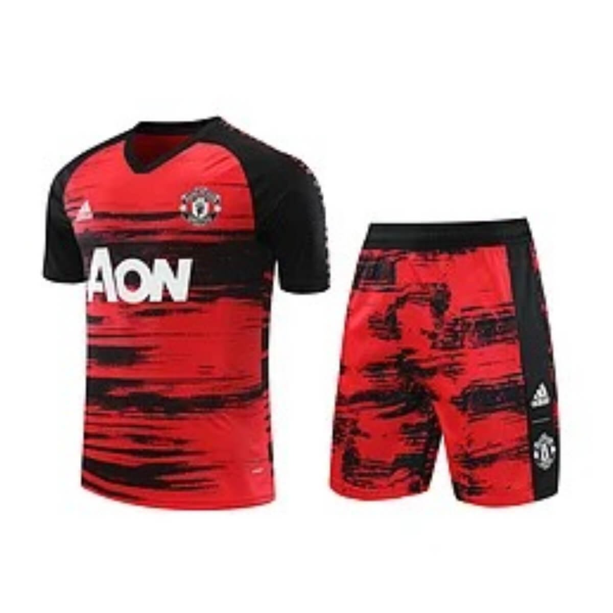 Kit Camisa + Short Manchester United Treino Vermelho