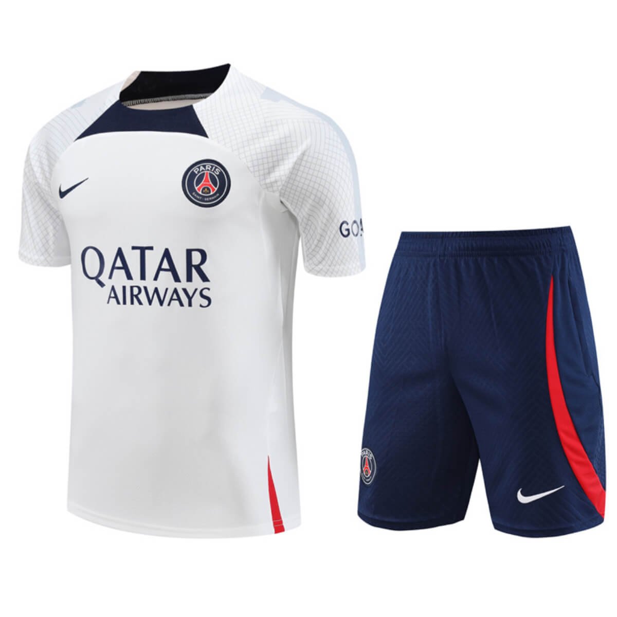 Conjunto PSG Treino Camisa e Short Branca/Azul 2022/23