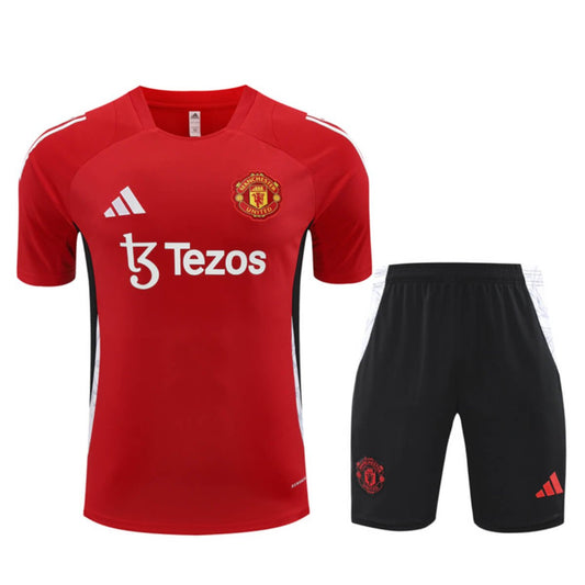 Kit Short e Camisa Manchester United Treino Vermelho 2024/25