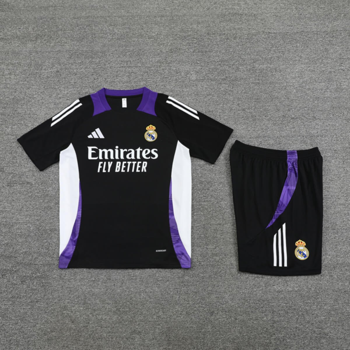 Kit Short e Camisa do Real Madrid Treino Preto 2024/25