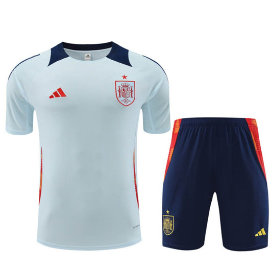 Kit Short e Camisa Espanha Treino Azul Claro 2024/25