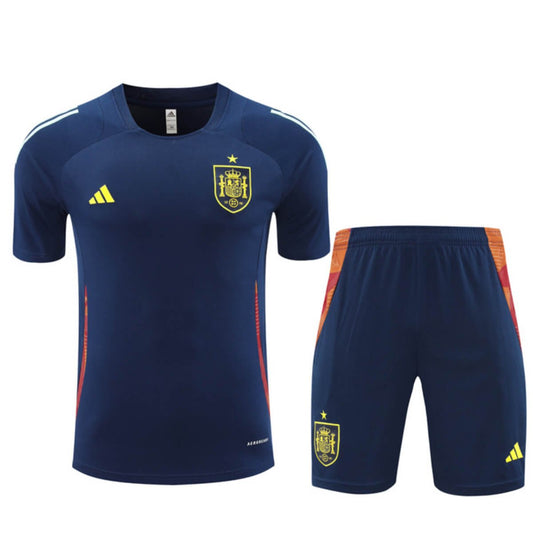 Kit Short e Camisa Espanha Treino Azul Escuro 2024/25