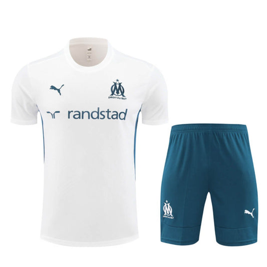 Kit Short e Camisa Marseille Treino Branco 2024/25