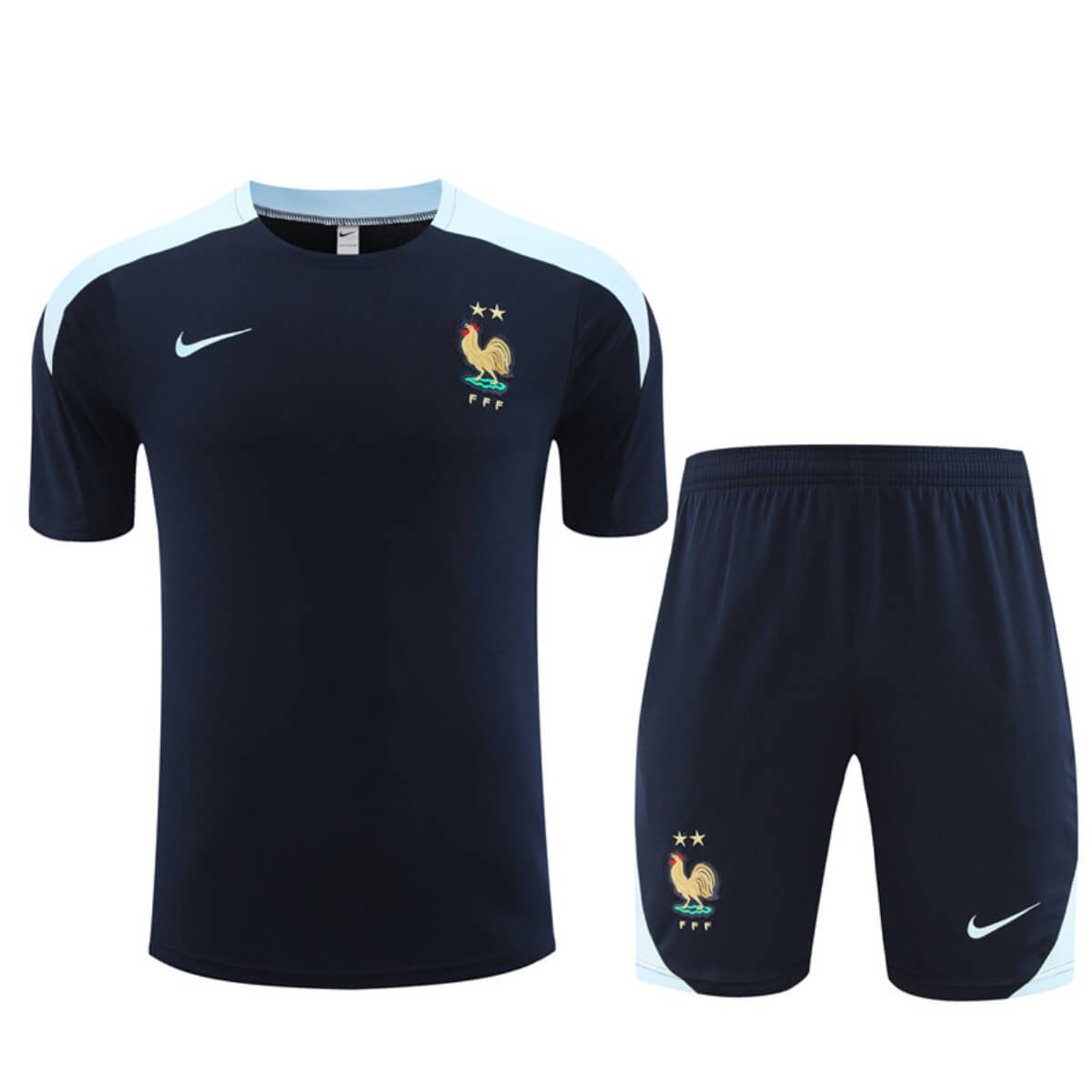 Kit Short e Camisa França Treino Azul Escuro 2024/25