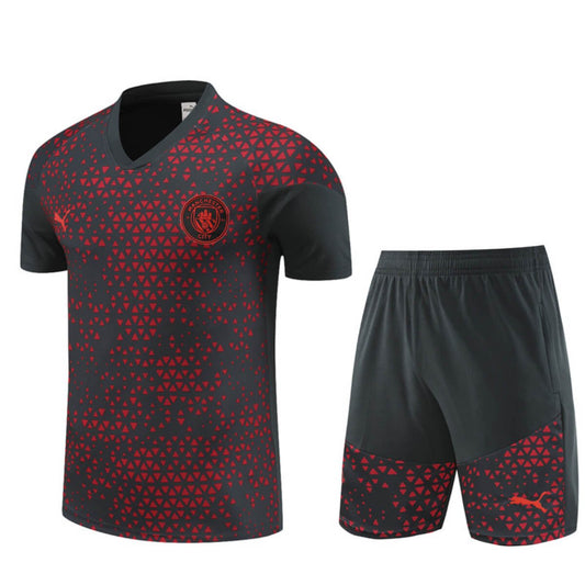 Conjunto Manchester City Treino Camisa e Short Preta/Vermelha 2023/24