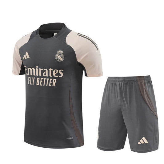 Conjunto Real Madrid Treino Camisa e Short Grafite 2024/25