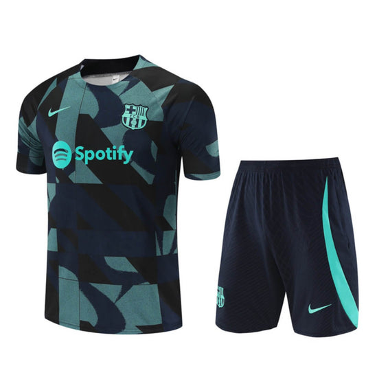 Conjunto Barcelona Treino Camisa e Short Azul Escuro 2023/24