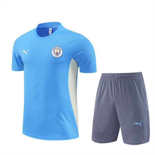 Conjunto Manchester City Treino Camisa e Short Azul Claro 2024/25