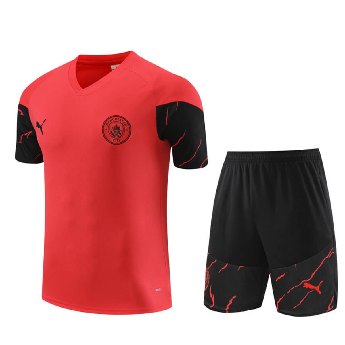 Conjunto Manchester City Treino Camisa e Short Vermelho 2023/24