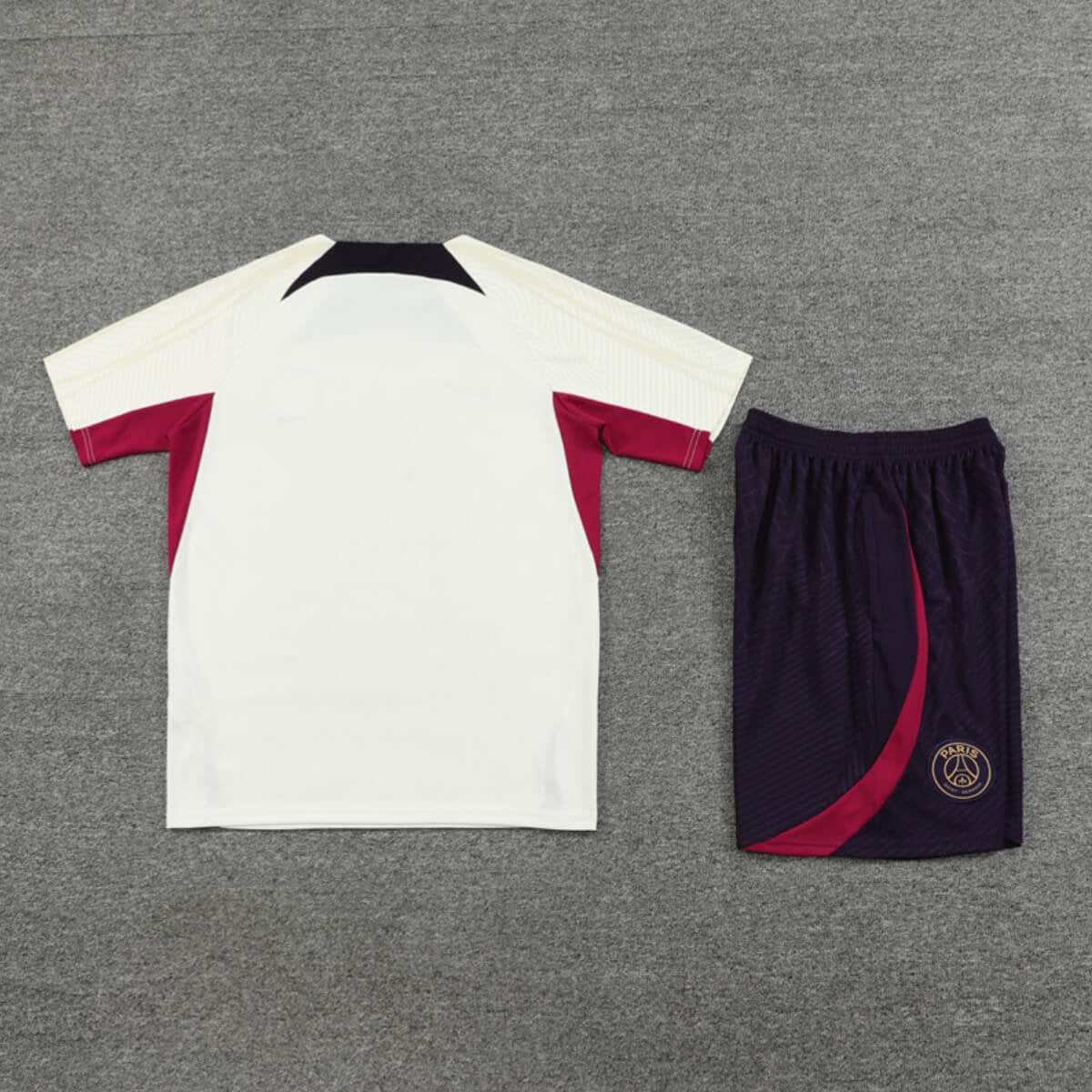 Conjunto PSG Treino Camisa e Short Bege/Roxo 2023/24