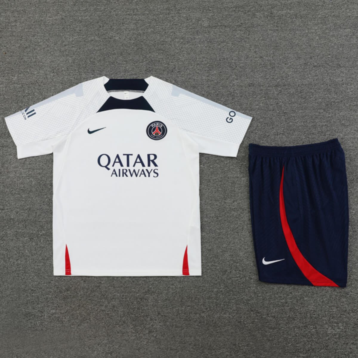 Conjunto PSG Treino Camisa e Short Branca/Azul 2022/23