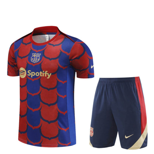 Conjunto Barcelona Treino Camisa e Short Vermelho/Azul 2024/25
