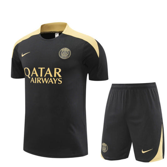 Conjunto PSG Treino Camisa e Short Preta/Amarelo 2024/25