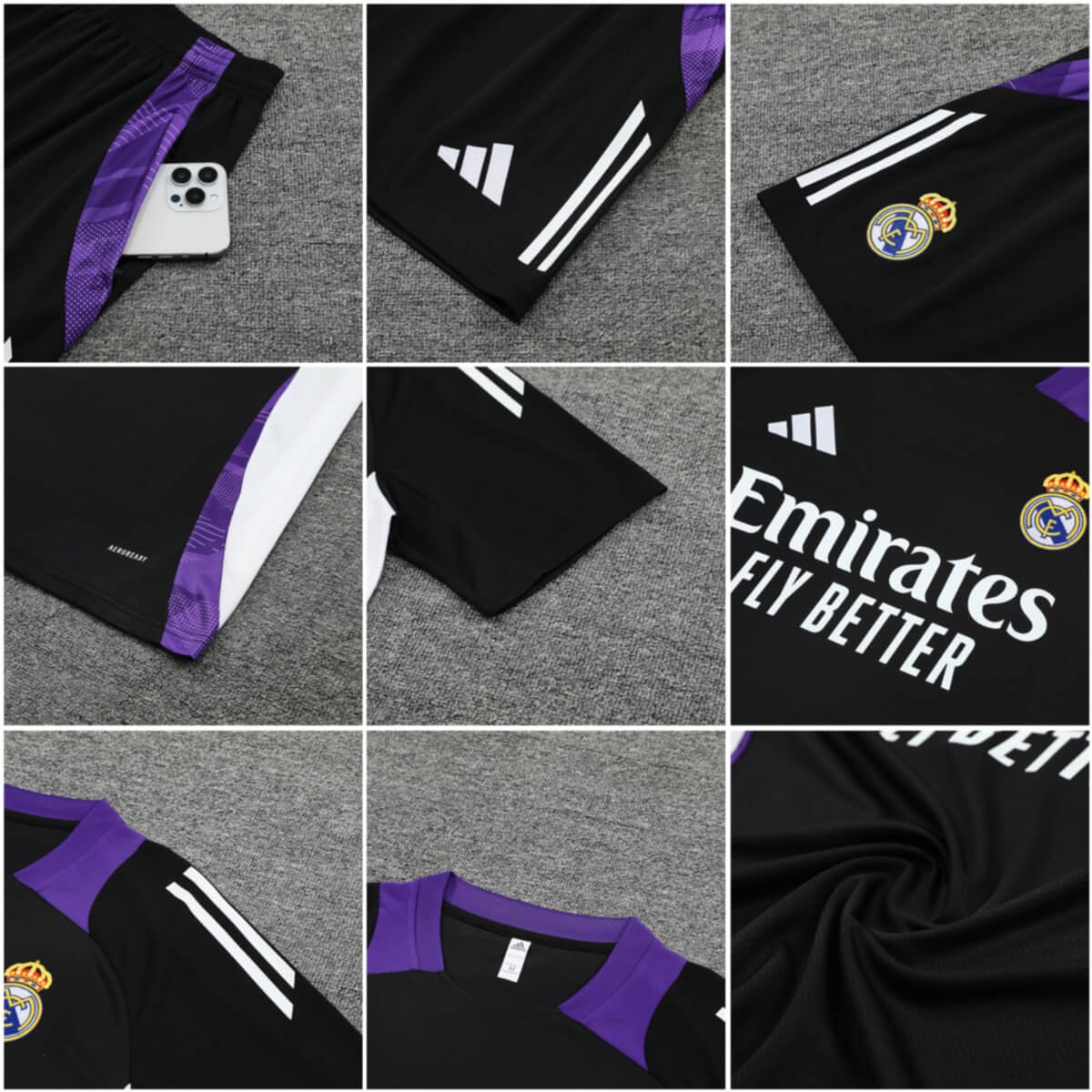 Kit Short e Camisa do Real Madrid Treino Preto 2024/25