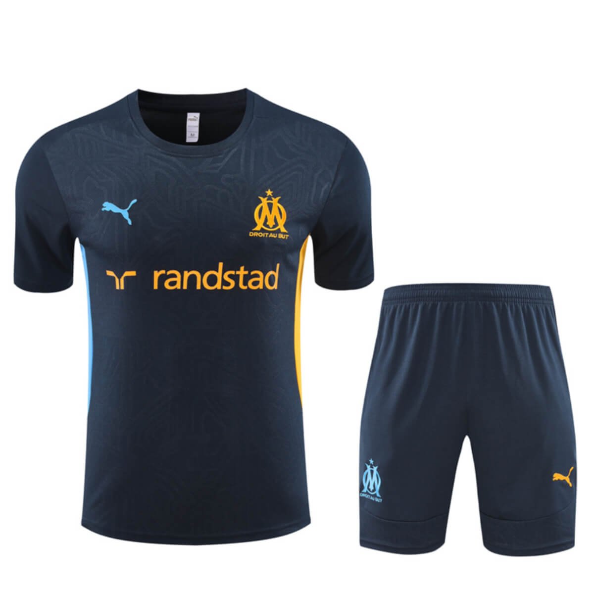 Kit Short e Camisa Marseille Treino Azul Escuro 2024/25