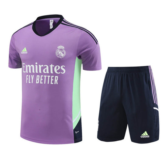 Conjunto Real Madrid Treino Camisa e Short Roxo 2022/23